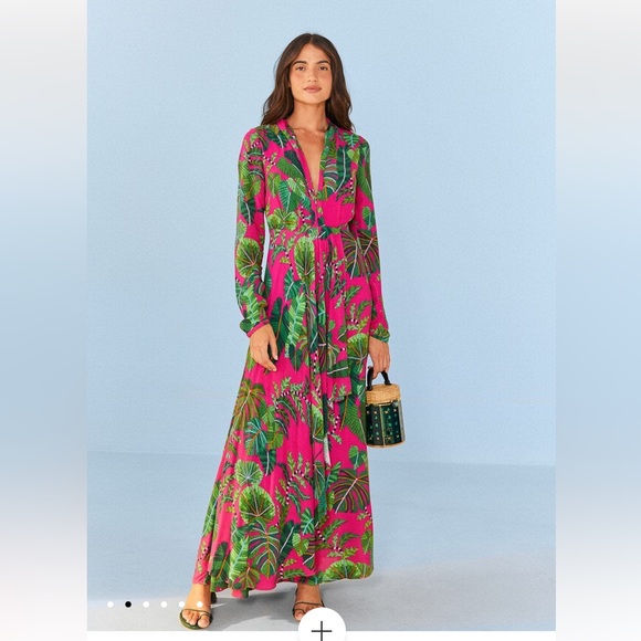 FARM Rio Dresses & Skirts - NWOT Farm Rio Leaves Print Maxi